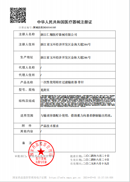 Medical Device Registration Certificate of the People's Republic of China
