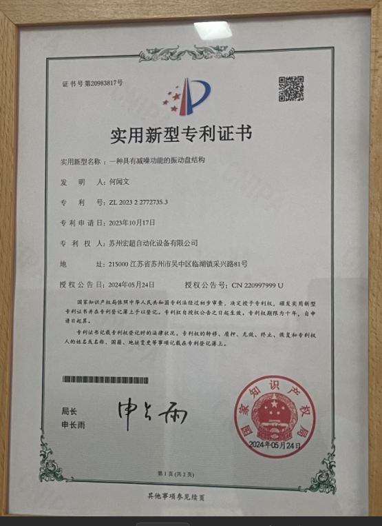 Patent Certificate for Invention
