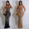 Sexy Transparent Outfit Dance Stage Show Nightclub Costume Party Wear Silver Crystals Sleeveless evening Dress1