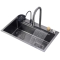 304 Stainless Steel Waterfall Multifunction Sink with Glass Rinser and Cup Washer1