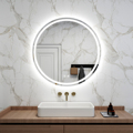 Round Frosted LED Illuminated Smart Touch Screen Bathroom Mirror1