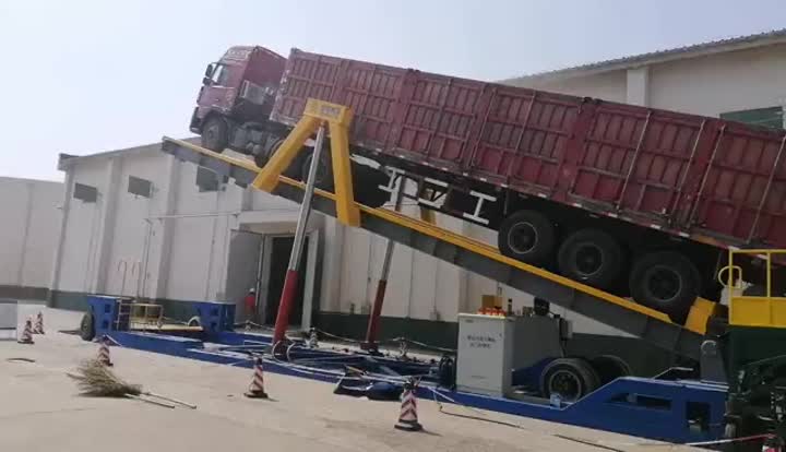 Movable truck unloader (truck unloading platform) operating video 1-7