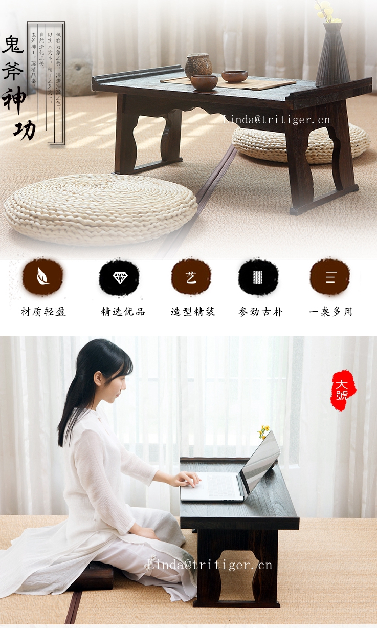 folding solid wood japanese style tea table furniture corner coffee table