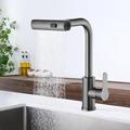 Pull-out Waterfall Rainfall Gun Grey Brass Kitchen Faucet1