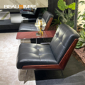 Premium style single sofa hotel villa modern  Genuine Leather Lounge sofa chair Stainless steel leg living room chairs1