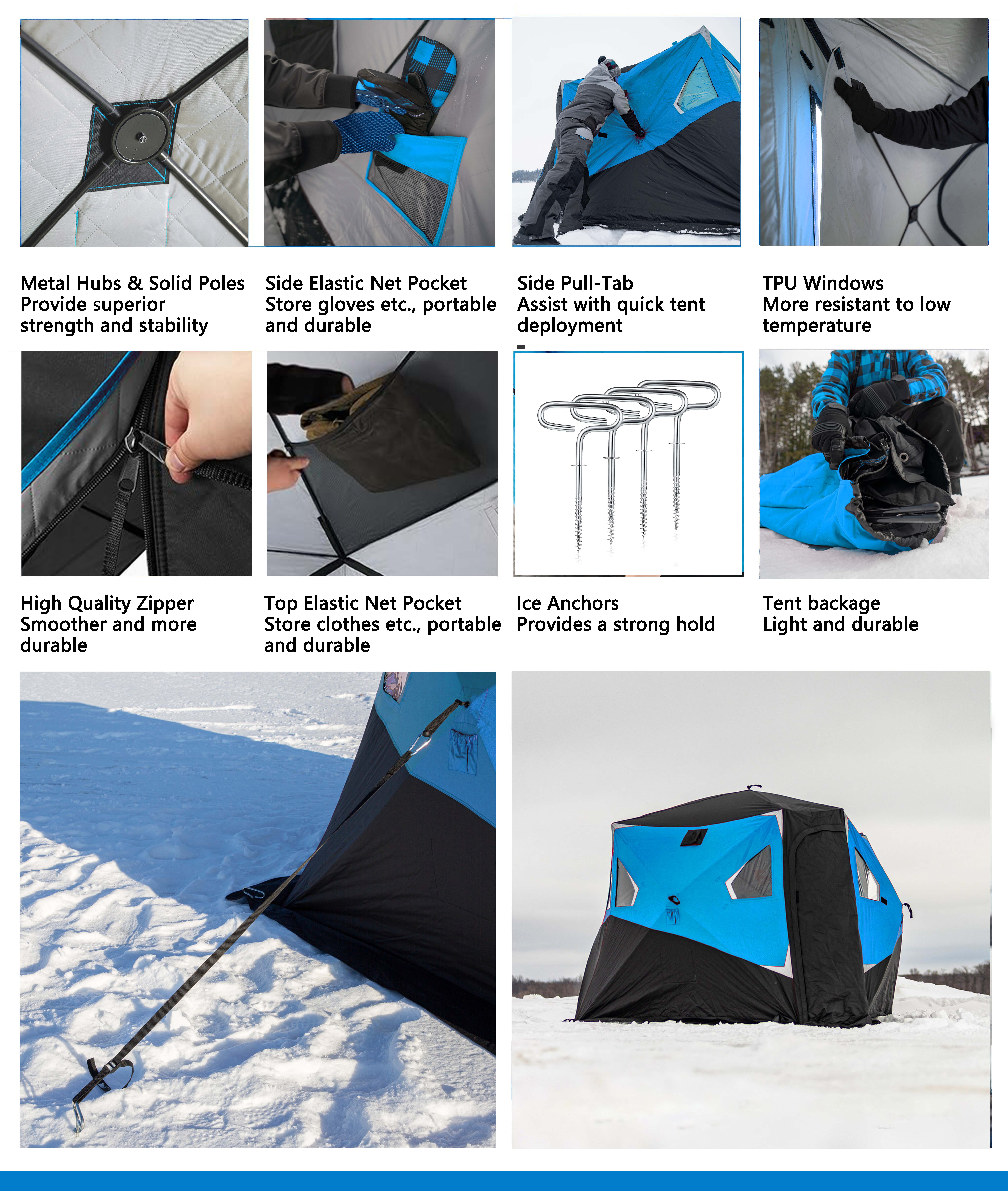 Winter Ice fishing tent details 8