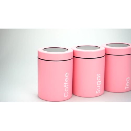 набор сахарной канистры с розовым порошковым покрытием