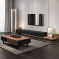 Modern Minimalist Black Gray Retractable TV Cabinet Coffee Table Combo for Living Room1