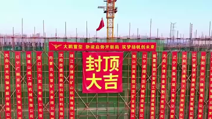 Торжественная церемония завершает строительство каркасов здания компании "Шэньян Дапэн"