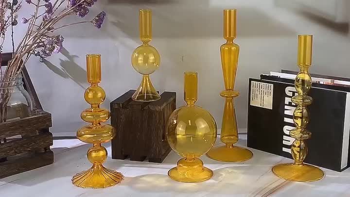 Pemegang Candlestick Kaca Pusingan Borong