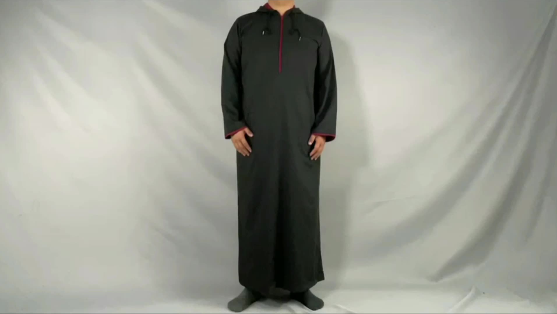 Medio Oriente Dubai 2 pezzi set pulsante Colore solido Solutezza Thobe Long Thobe Produttore di vestiti per uomini Abbigliamento islamico jubba1