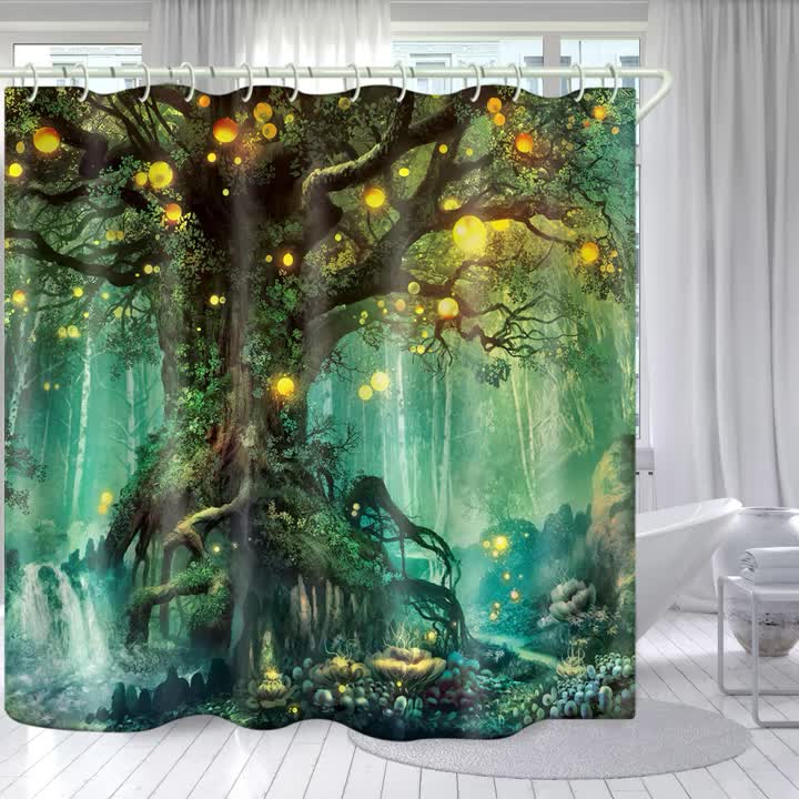 3D waterproof bath curtain