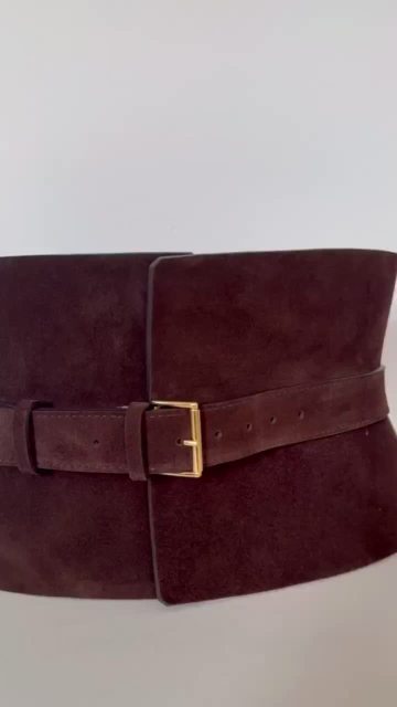 Wide Brown Velvet Waist Belt