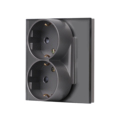EU Double German Schuko Socket with French Socket and Glass Panel - 16A Wall Outlet (CE, ROHS, CB Certified)1