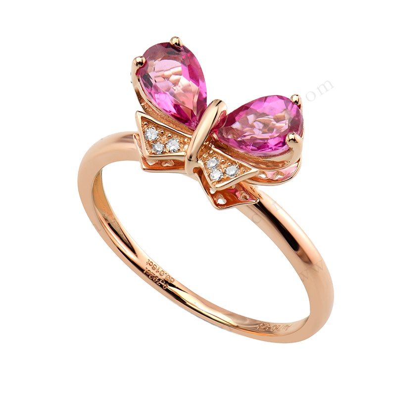 Последние рисунки кольца с золотыми пальцами Tourmaline 18k Rose Gold Кольцо с твердым золотом кольцо1