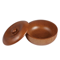 Empty Oak Wood Bowl with Lip1