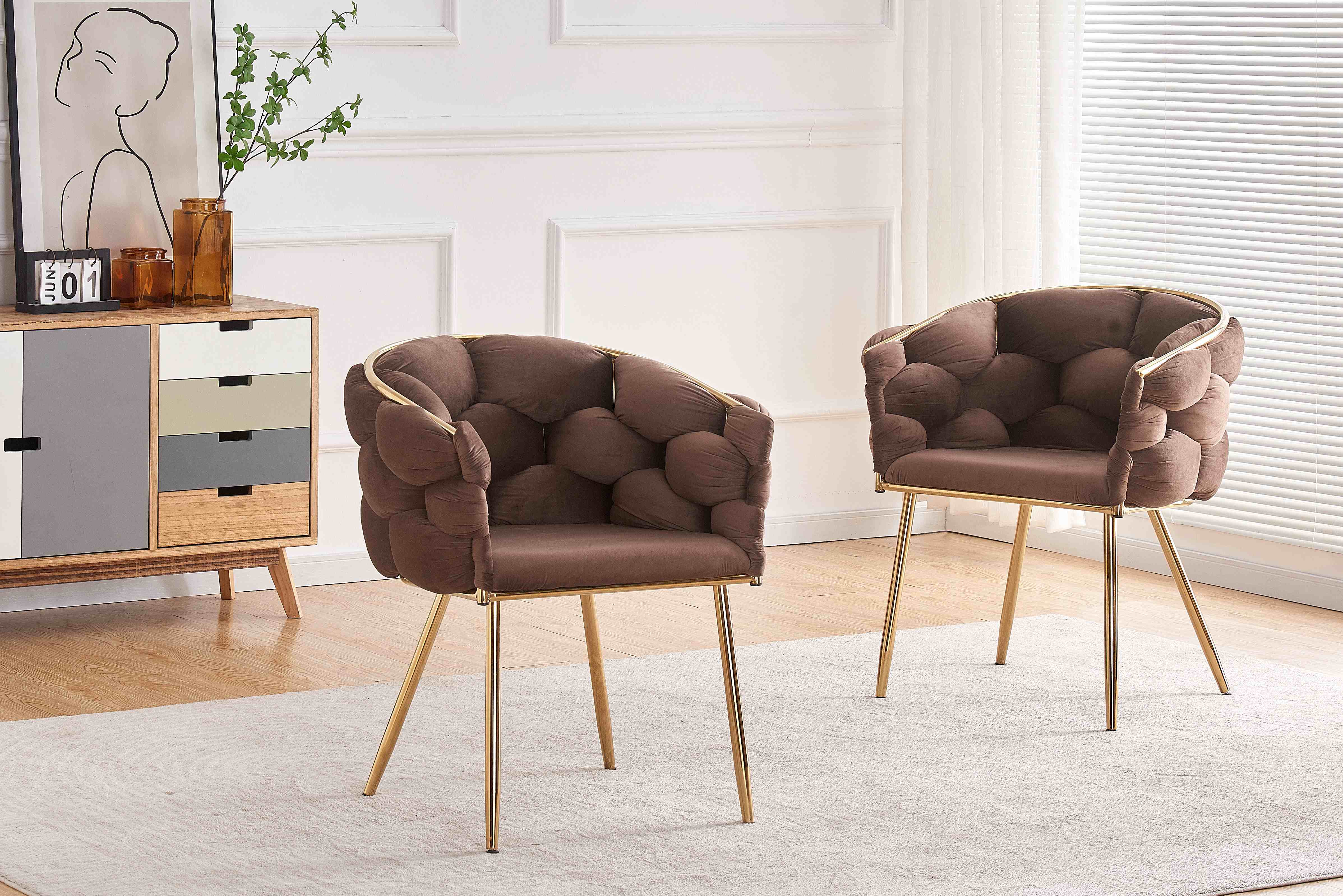 TL-BZ-12 Elegante sillón de terciopelo con patas doradas para máxima relajación y estilo