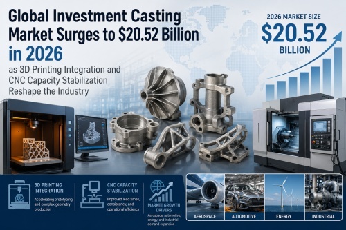 O mercado global de fundición de investimento aumenta a 20,52 millóns de dólares en 2026 xa que a integración da impresión 3D e a estabilización da capacidade CNC remodelan a industria