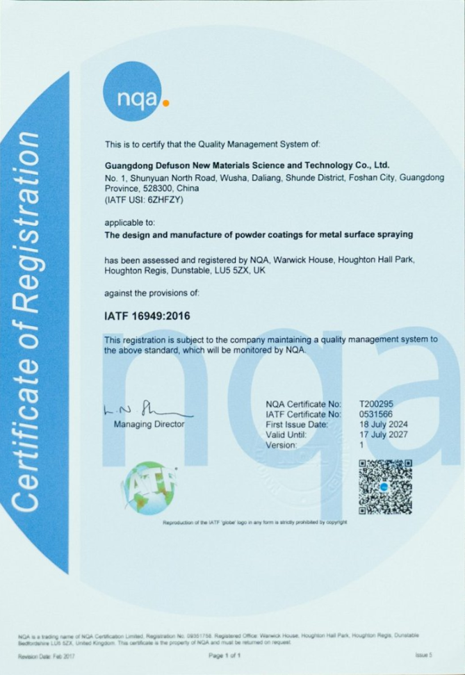 Certificate of IATF16949:2016