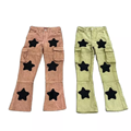 Υψηλή μόδα Jean Mens Carpenter Flare Stacked Star Κέντημα τζιν τζιν χύμα άντρες OEM1