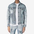 Denim χονδρική τελευταία σχεδίαση Make Custom Light Blue Print Jacket για MAN1