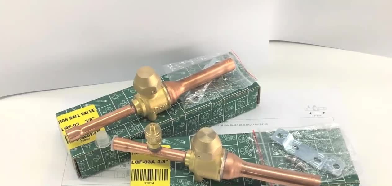 Válvulas de bola de refrigeración de aire acondicionado Conexión de soldadura Válvula de bola de cobre de latón con puerto de acceso buena calidad1