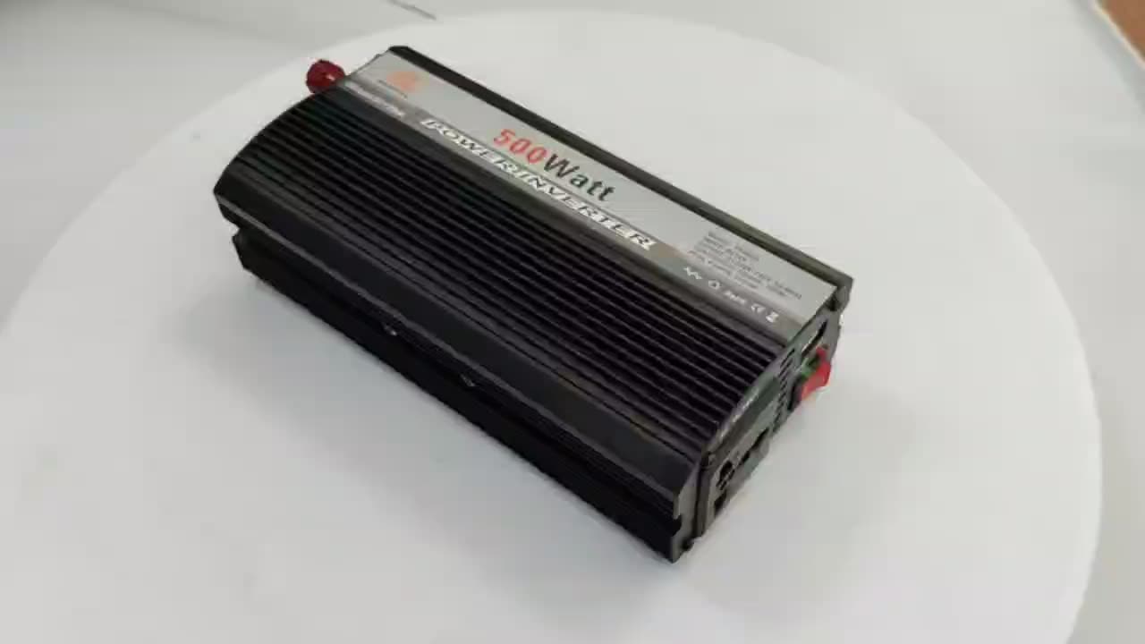 Système d&#39;énergie solaire extérieure portable DC à AC Inverter 500W 12V 220V avec cigarette de voiture Clip de batterie de batterie Inverter1