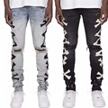 Streetwear Print Men&#39;s Rapped Jeans Pants Denim Slim Fit Grousers Ζωγραφική τρύπα Man Jeans Custom Logo1