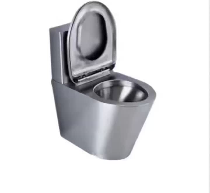 Toilette aus Edelstahl mit Deckel~1