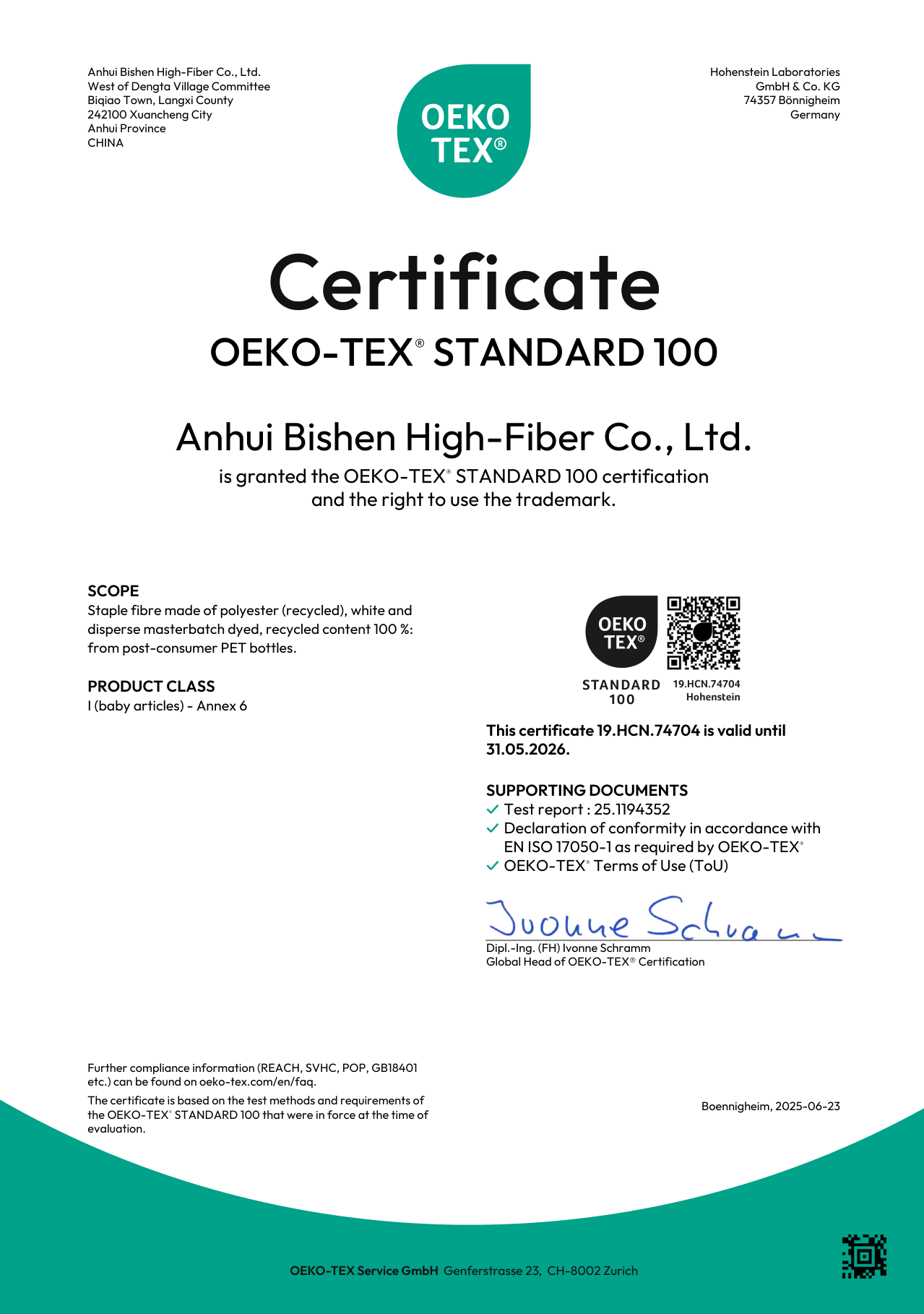 OEKO-TEX° STANDARD 1OO