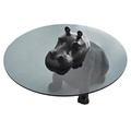 Hippopotamus Creative Italian Stylian Living Room Glass Round Tea Designer Modern Light Light Style Small Coffee Table1