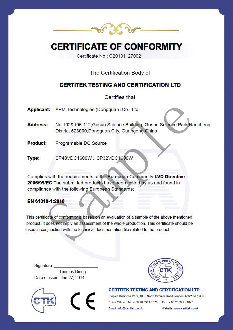 Certification Report APM Technologies Ltd