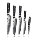 SHAN ZU PRO Series Damascus Steel VG10 5-Piece Chef, Bread, Santoku, Paring, and Utility Knife Set with G10 Handle: Premium Kitchen Knives1