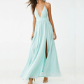 Σέξι γυναίκες billowy backless chiffon maxi βραδινό φόρεμα1