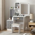 LED LED Bedroom Furniture Sale Hot Sale White Tortage Storage Storage Makeup Makeup Ganity Gray Table with LED1