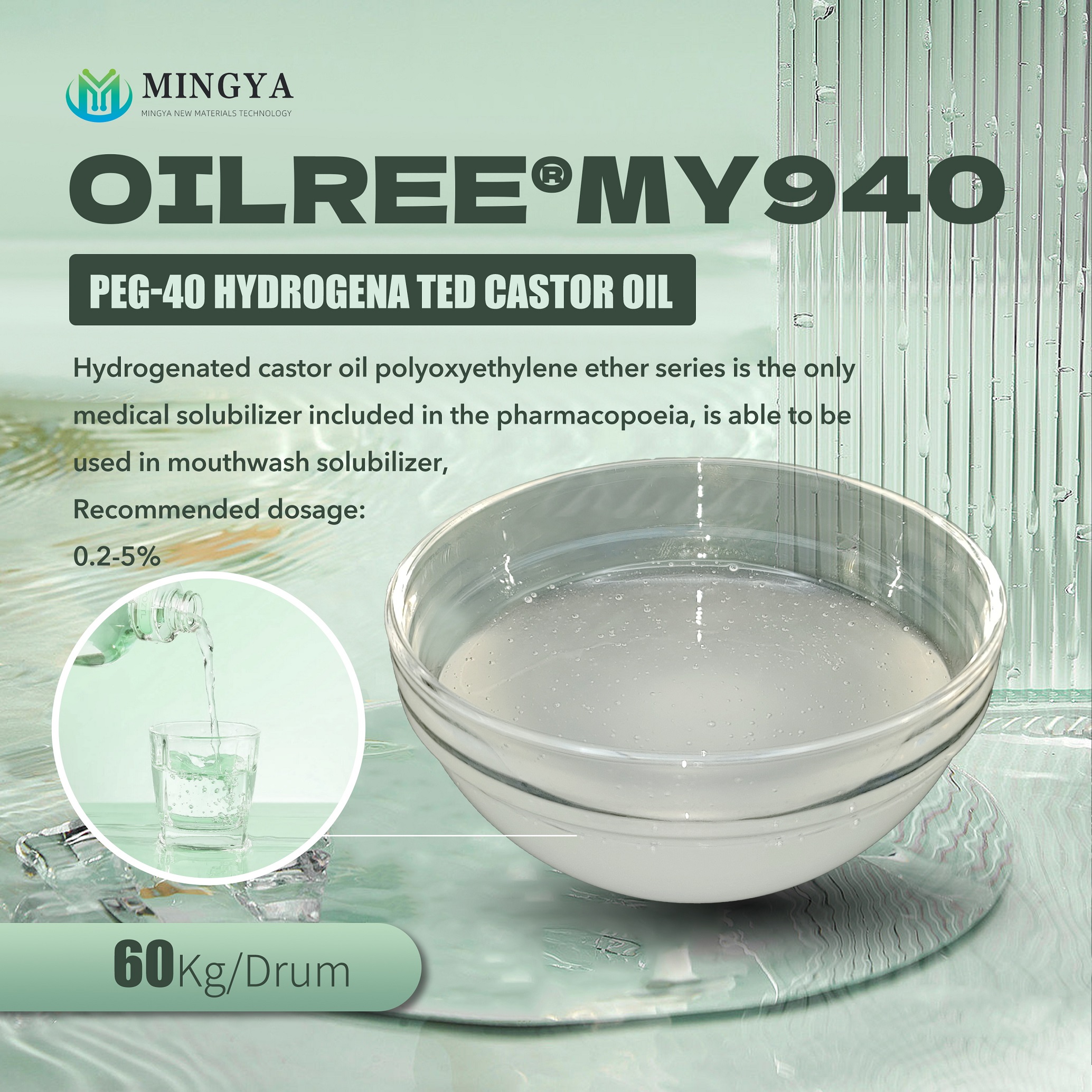 PEG-40 Hydrogenated Castor Oil for Clear Water-Based Formulas
