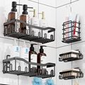 5-Pack Stainless Steel Wall-Mounted Shower Caddies: Corner Bathroom Organizer and Metal Shelf Set1