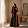 2026 عمده فروشی دبی ژاکارد لوکس سفارشی پانل مسلمان Abaya برای لباس زنانه طلا براده تریم Abaya1