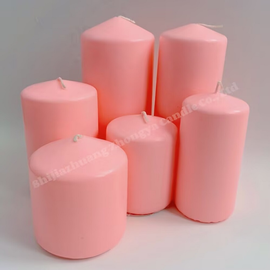 Pink pillar candle
