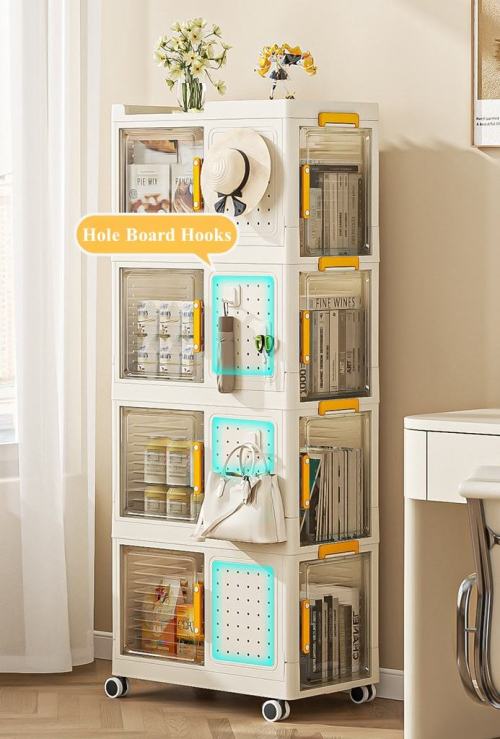 Mobile Stackable Storage Cabinet for Home Living Room Organizing
