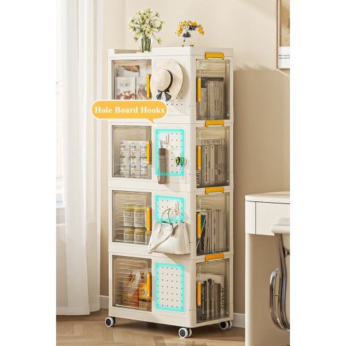 Mobile Stackable Storage Cabinet for Home Living Room Organizing