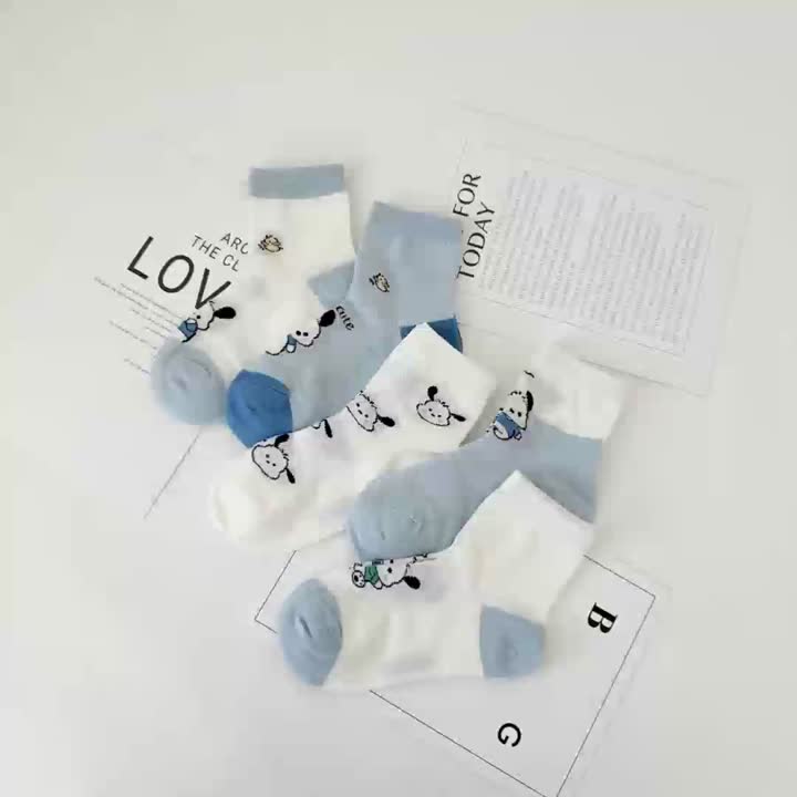 만화 파차 개 양말 메쉬 통기성 소년 학생 양말