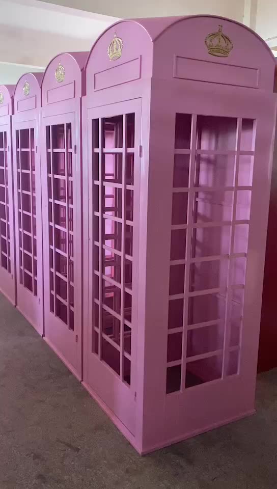 Indoor British Style Beautiful Pink London Telephone Booth For Wedding Decoration1