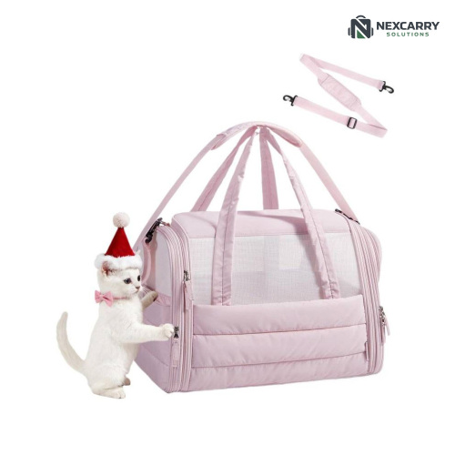 NEXCARRY lanza un transportador de viaje para mascotas de lados suaves, transpirable y rosa, para gatos y perros pequeños