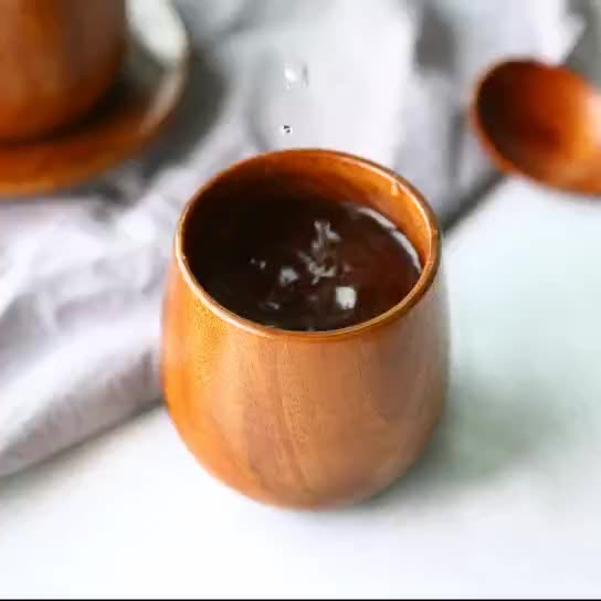 Copa de té de café ecológica al por mayor taza de madera vintage con su logotipo1