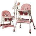 Portable Foldable Convertible High Chair with Detachable Double Tray and 3-Point Harness1