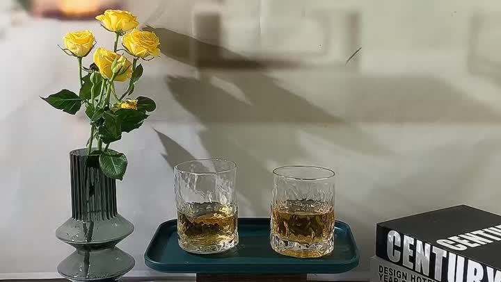 hammered crystal whisky glasses with gold rim