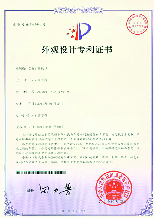 Design patent certificate