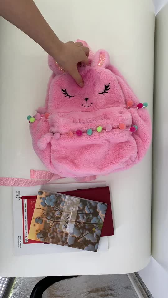 Cute kawaii pink plush alpaca animal bags school bags for children kids teens girls bag1