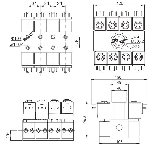 デジタルウォーターカーテンファウンテンソレノイドバルブ1/8 '' 1/4 '' 24V 220V 0